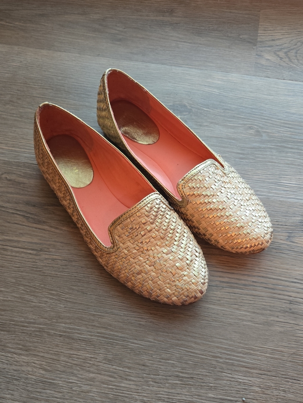 Coach Catrin Gold Raffia Slip-On Shoes - Picture 1 of 1